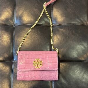 Tory Burch Pink Crossbody Bag with Gold Chain